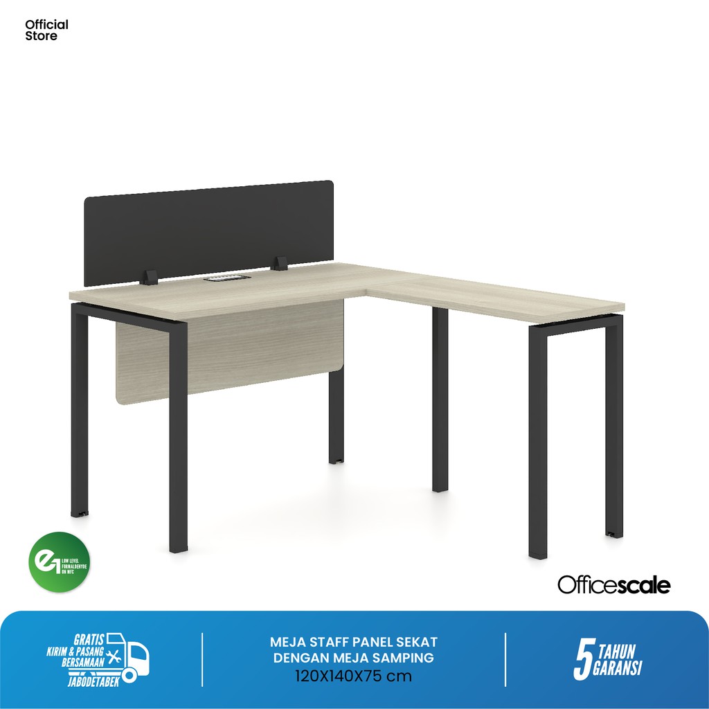 Officescale Meja Kerja Kantor Panel Sekat + Meja Samping