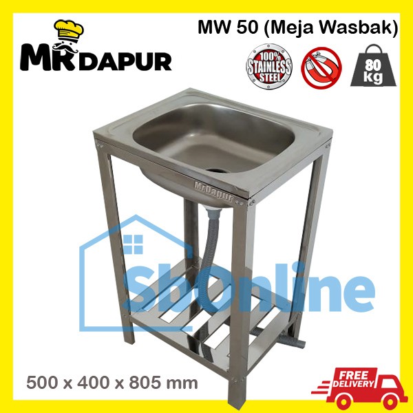 Bak Cuci Piring Mr Dapur MW 50 Portable Knock Down Stainless Original