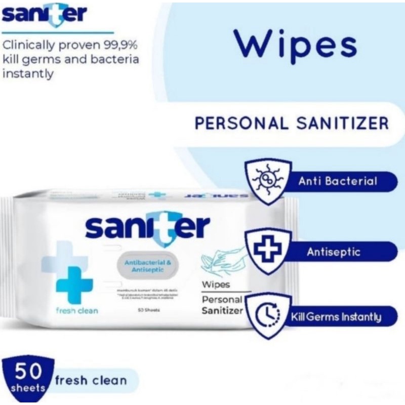 Saniter Tissue Wipes Antibacterial Antiseptik - Tissue Basah Antibakteri dan antiseptik