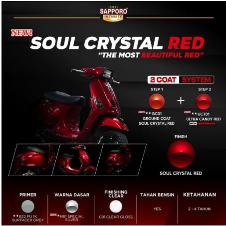 PAKET SAPPORO ULTIMATE SOUL CRYSTAL RED 400 ML | M81 | GC01 | UCT01