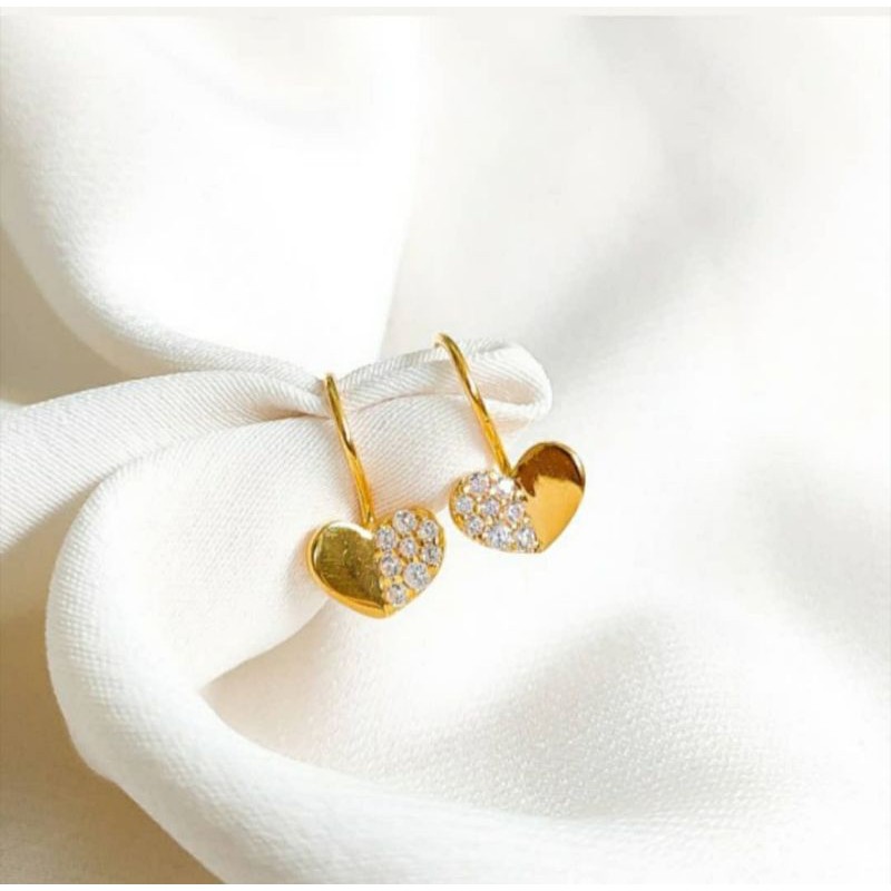 Anting Model Double Love Keren Emas Asli Keren anting sarangheyo