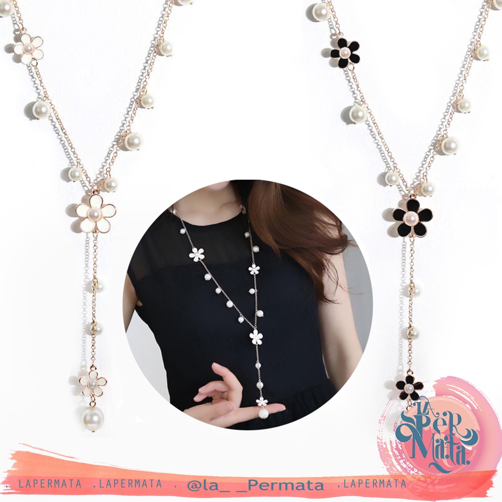 Kalung Fashion Wanita Liontin BUNGA MUTIARA Kalung Leher Korean Style - LPM Shop