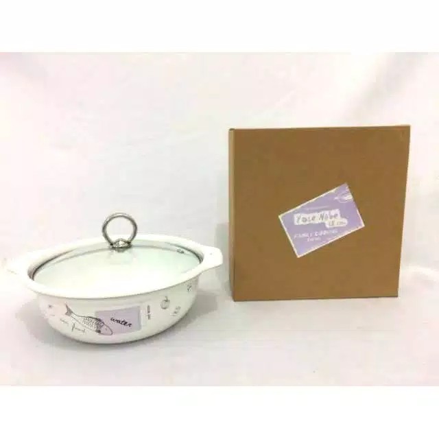 Panci tutup kaca Yose nabe Enamel chefina uk 18cm