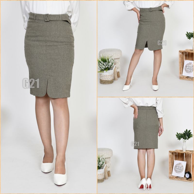 Rok Kerja Hitam Pendek Span Sepan 3/4 dan 7/8 Bahan Formal Kantor-3/4 Mocca