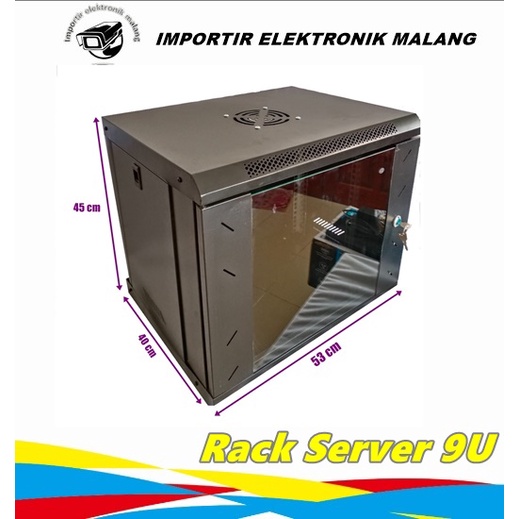Wallmount Rack Server 9U / Wallmount Rack 9U / Rak Server Ukuran 9U Single Glass Door / Rak Server S