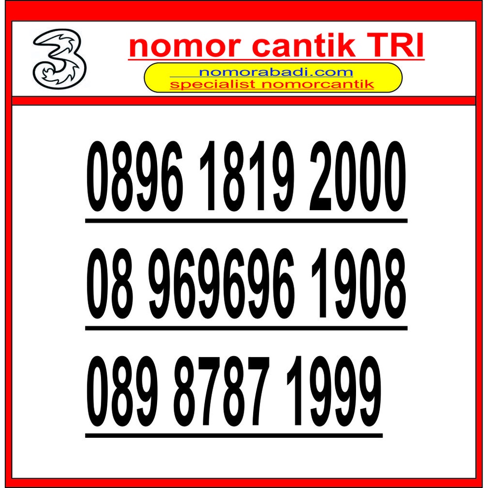 nomor cantik tri tahun h500