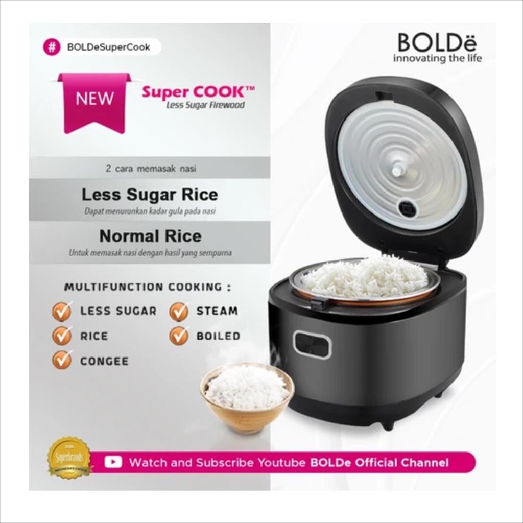 BOLDe Rice Cooker Magic Com Digital Super Cook Less Sugar FIREWOOD Kapasitas 2 Liter