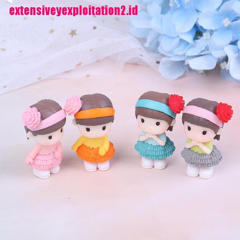 &lt; E2id &amp; &gt; 4PCs / Set Miniatur Figur Anak Perempuan Cantik Untuk Bonsai