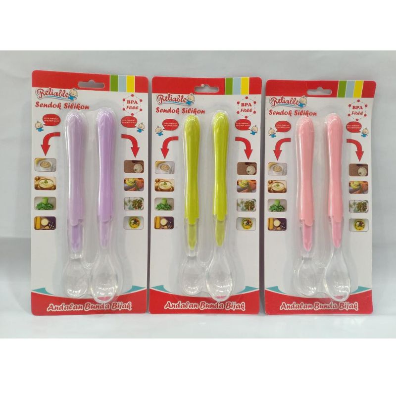 Sendok Mpasi Bayi Silikon Silicone Isi 2 | BPAFREE | RELIABLE | DODO | set sendok garpu makan bayi antisedak gagang pendek