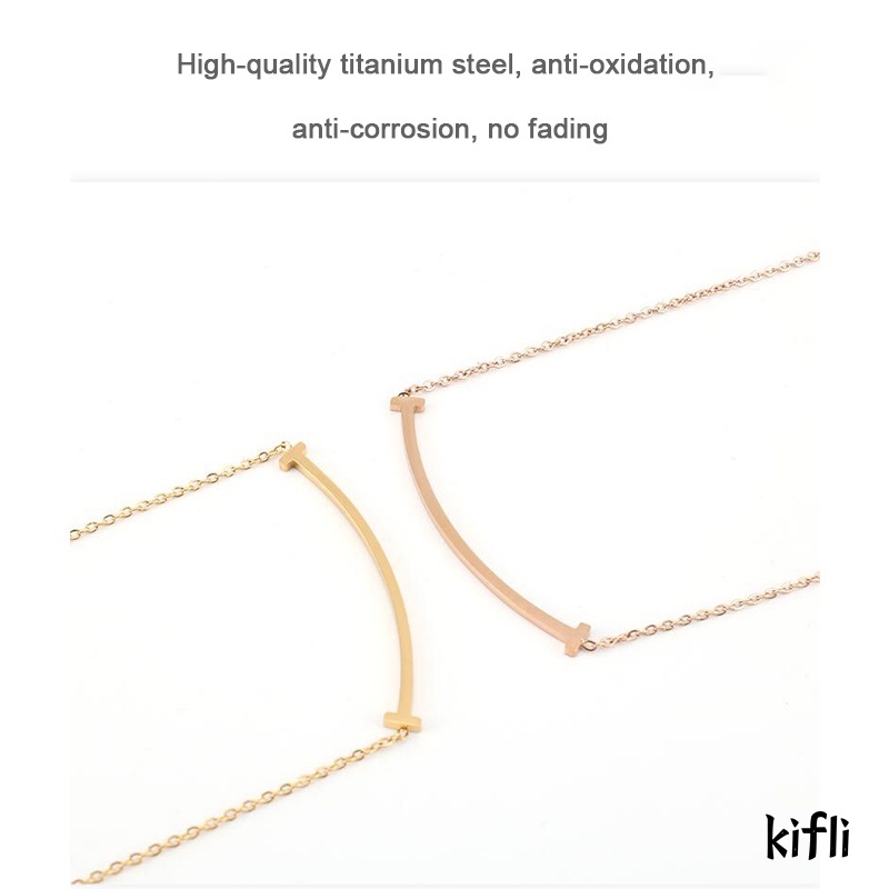 Korea Senyum,Melengkung Kalung Baja,Titanium Rose Gold,Wanita Kalung