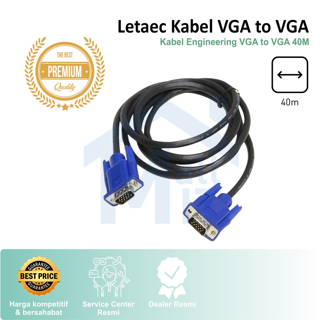 ( Bisa Cod ) MDN LeTaec Kabel VGA to VGA 40m high quality