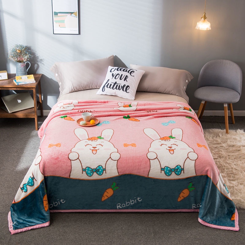 Selimut Bulu Halus 150x200 Motif Keren Murah Asriyasashii Berkualitas-RABBIT 140