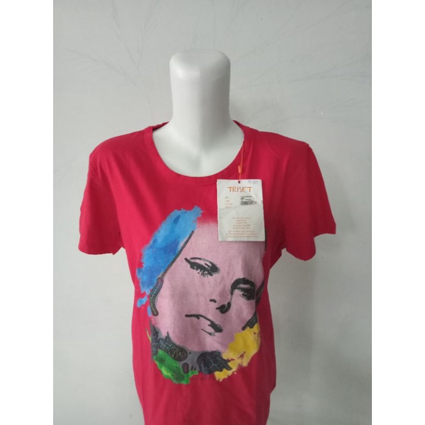 TANPA TAG LABEL Kaos Wanita Triset Ori Red Size S Dan M Dan L