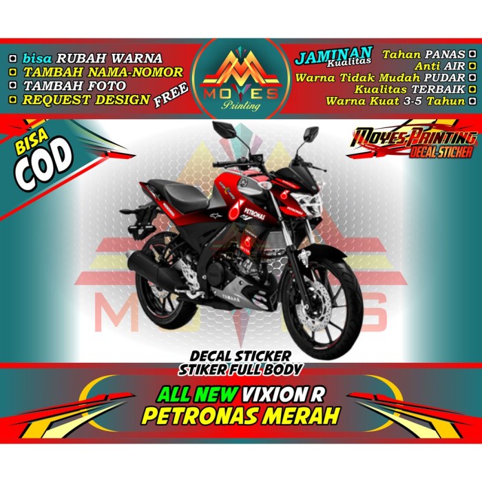 BISA COD decal Stiker Vixion R petronas merah- striping Vixion R petronas merah Spec B