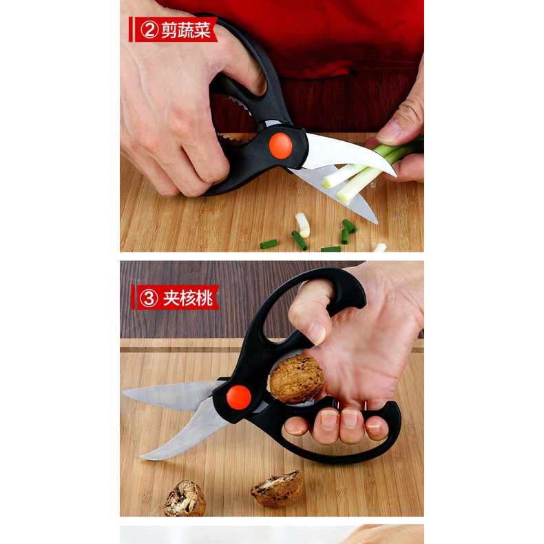 (BOW) 1Set 3Pcs Gunting Dapur Stainless Gunting Rumah Multifungsi Stainless Steel Kitchen Scissors