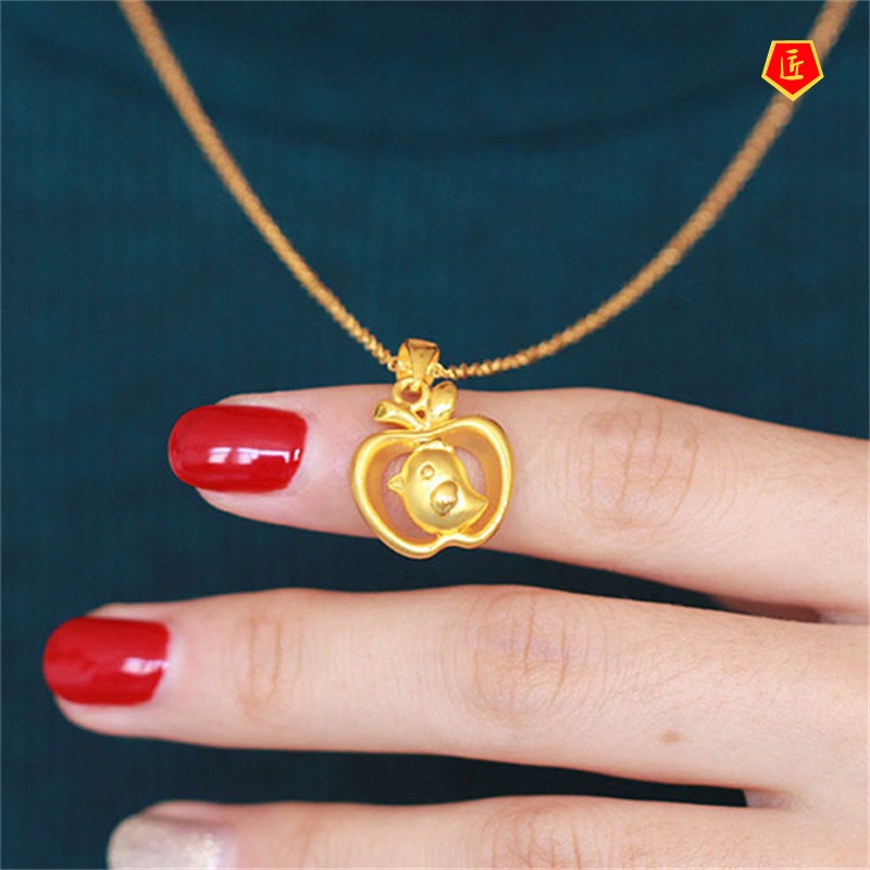 [Ready Stock]3D Gold Chinese Zodiac Rooster Pendant for Women Cute All-Match