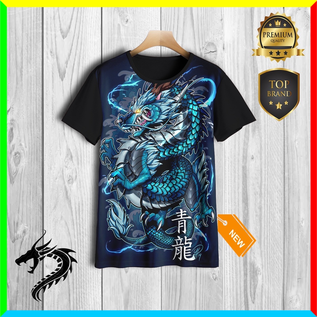 baju Kaos Anak Naga Jepang Biru 3D