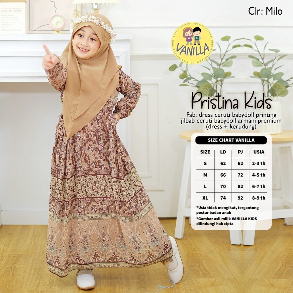 PRISTINA KIDS VANILLA / SYARI KIDS / GAMIS ANAK