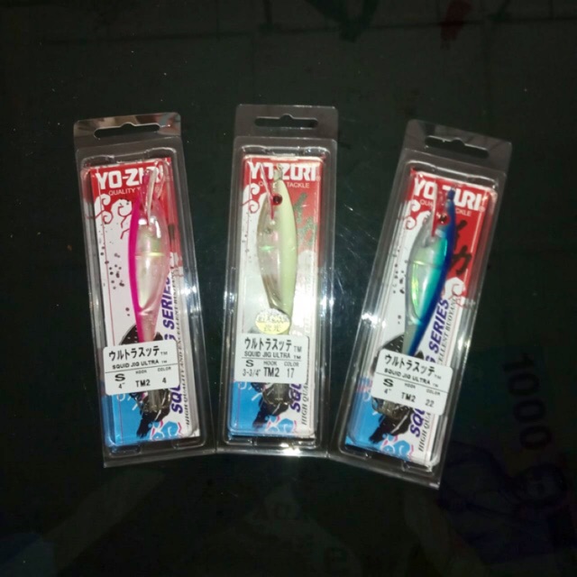 Yozuri Yo-Zuri Squid Jig Ultra Jepang Japan Umpan Cumi Pink, Putih, Biru Hijau Hook TM2