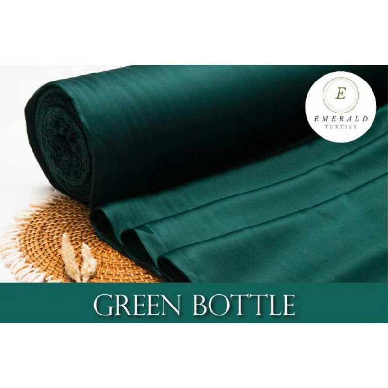 ( BUKAN HIJAB ) SETENGAH METER Kain Satin Velvet Roberto Cavalli Silk Premium - Greenbottl/Hijau Bottle ( HARGA PER 50cm KAIN )