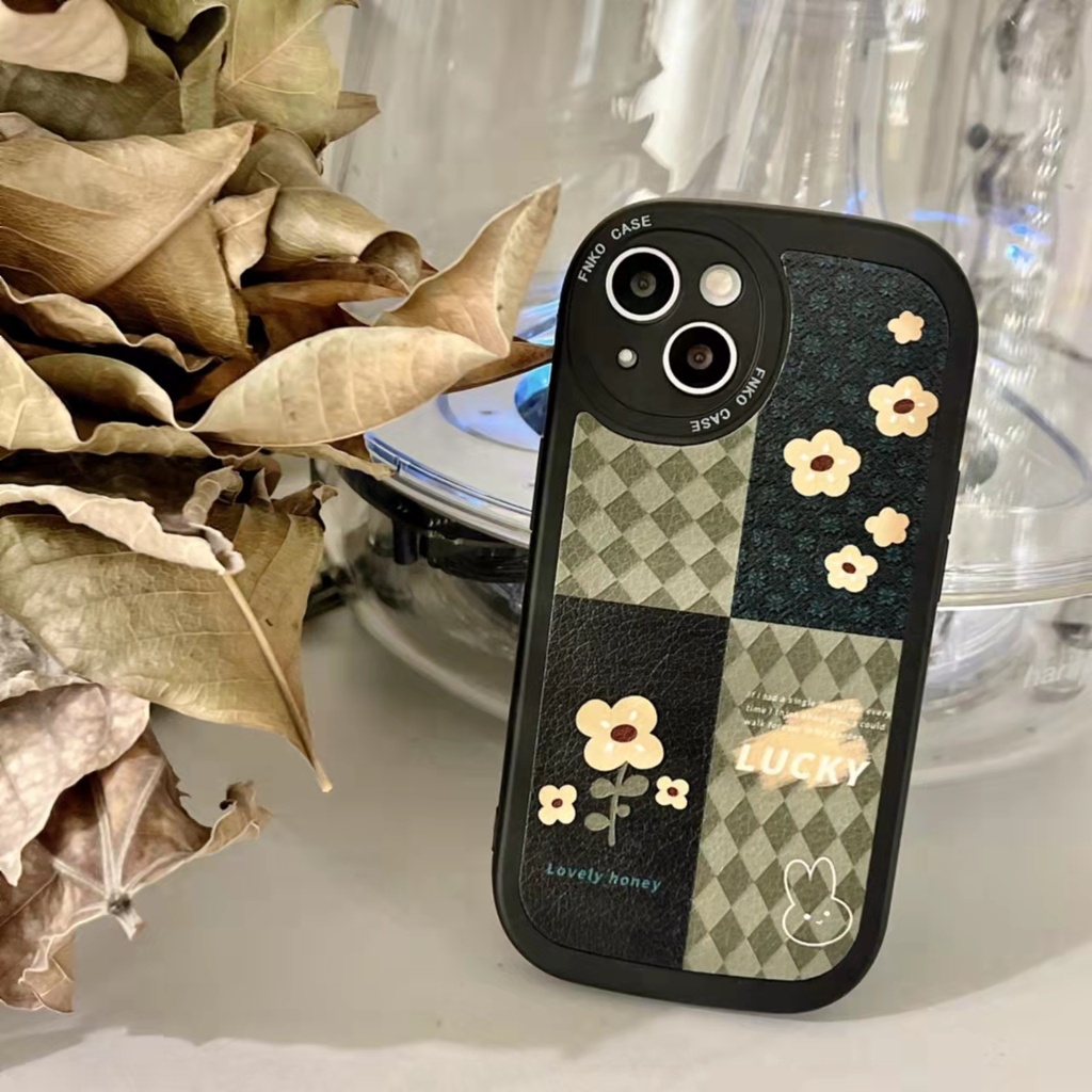 Soft Case Bahan Kulit Motif Bunga Aksen Berlian Hijau Untuk iPhone 13 13pro 13prm 11 7Plus 8Plus Xr XS 13 12 Pro Max