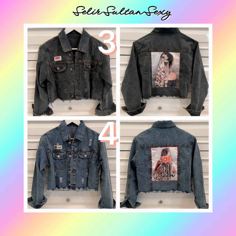 Jaket Jeans Wanita Korea Crop Top Jaket Denim Crop-Top