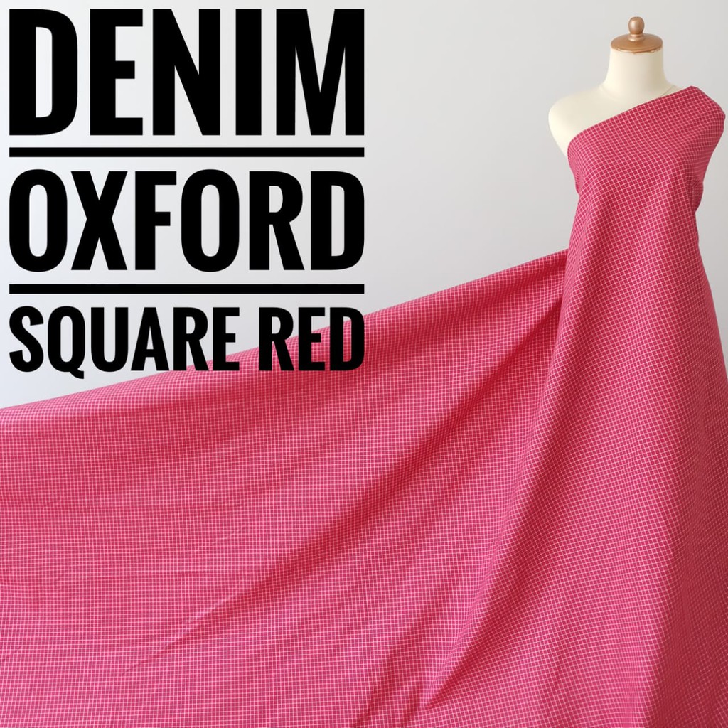 Kain Meteran Denim Oxford Square Red (0.5M)