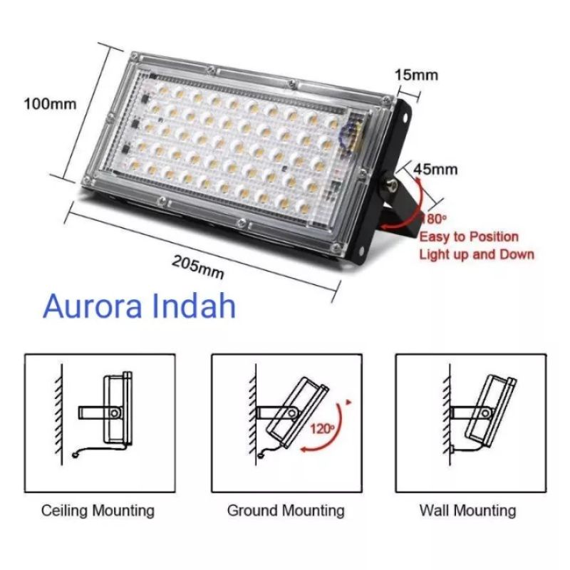 Lampu Sorot Flood Light 220V 50W Cool White Super Terang Lampu LED Murah