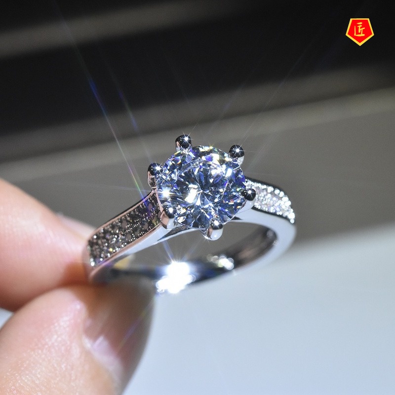 [Ready Stock]Simple Elegant Pt950 Platinum Inlaid Moissanite Ring