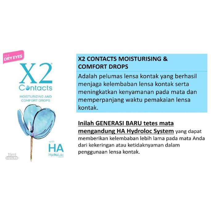 X2 CONTACTS MOISTURISING AND COMFORT DROPS Tetes air soflen mata kering sensitif x2 air softlens