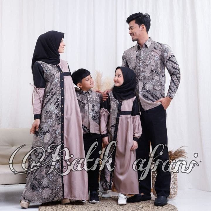 Batik Couple Keluarga Modern Terbaru 2022 Set Couple Batik Keluarga Gamis Jumbo Motif Albar