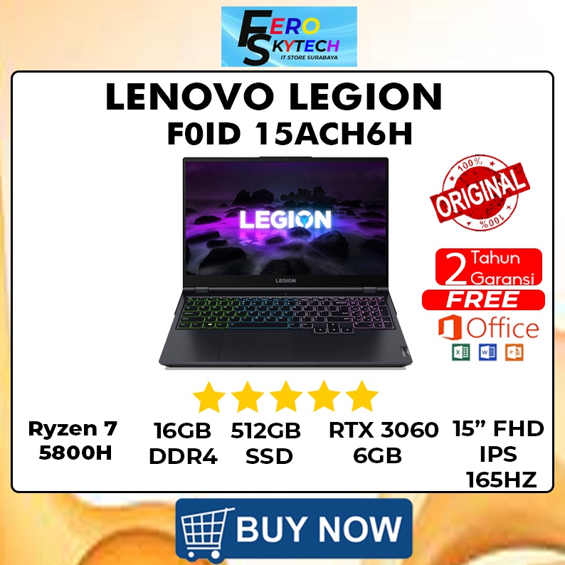 laptop lenovo legion 5 f0id 15ach6h amd ryzen 7 5800h 16gb ssd 512gb rtx3060 win10 ohs 82ju00f0id