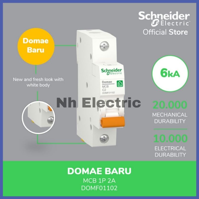 Mcb New Domae Mcb 1 Phase Schneider 2A, 4A, 6A, 10A, 16A, 20A, 25A, Dan 32A