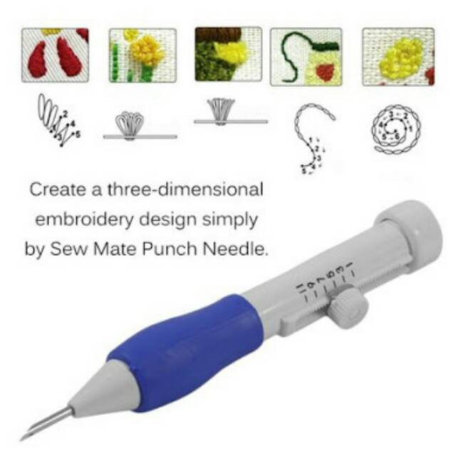 Embroidery Punch Needle Set - Alat Bordir Strimin Sulam dengan Jarum 3 Ukuran