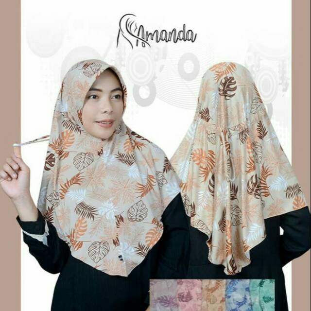 Jilbab Instan Jersey Serut Motif Bunga Ori by Amanda