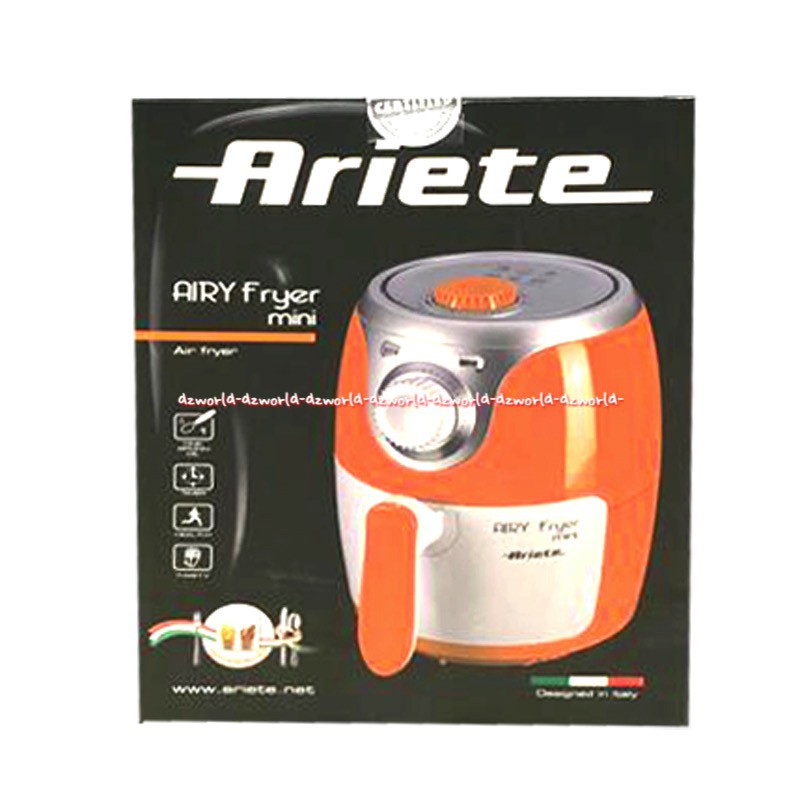 Ariete Airy Fryer Mini 2L Alat Penggorengan Tanpa Minyak Kapasitas 2 Liter Ariette Air fryer Airfryer Panci Penggorengan Warna Orange