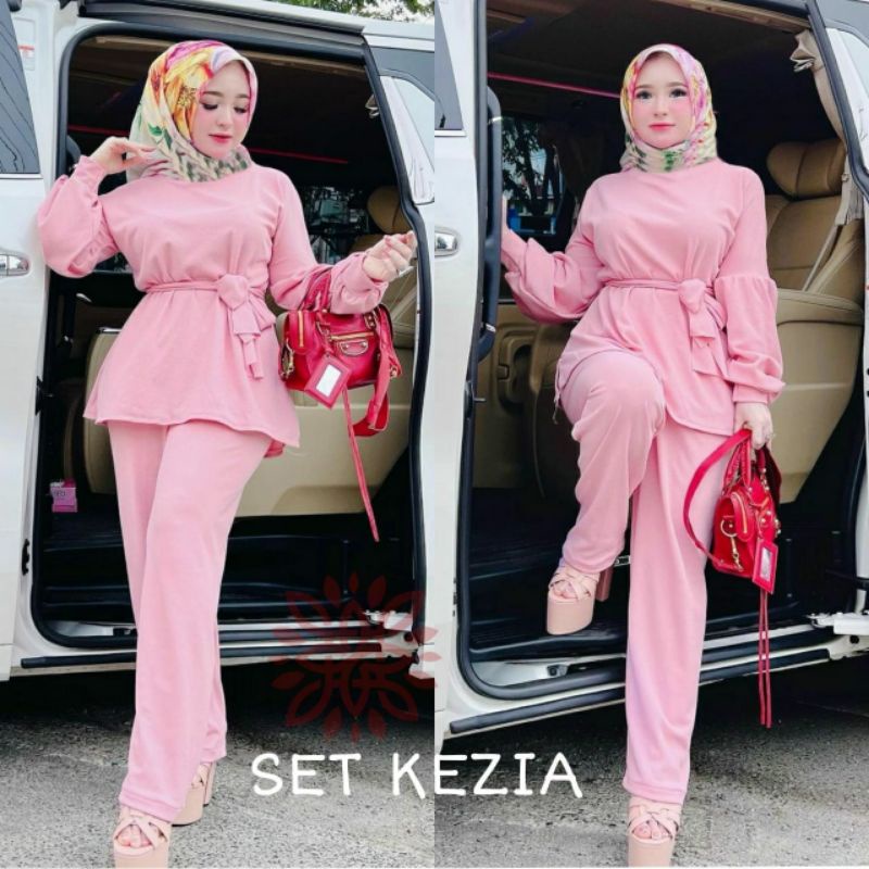 SETCEL KEZIA MOTIF POLOS  / SETCEL KEKINIAN / SETELAN WANITA TERBARU / SETCEL JUMBO / ONESET DAILY