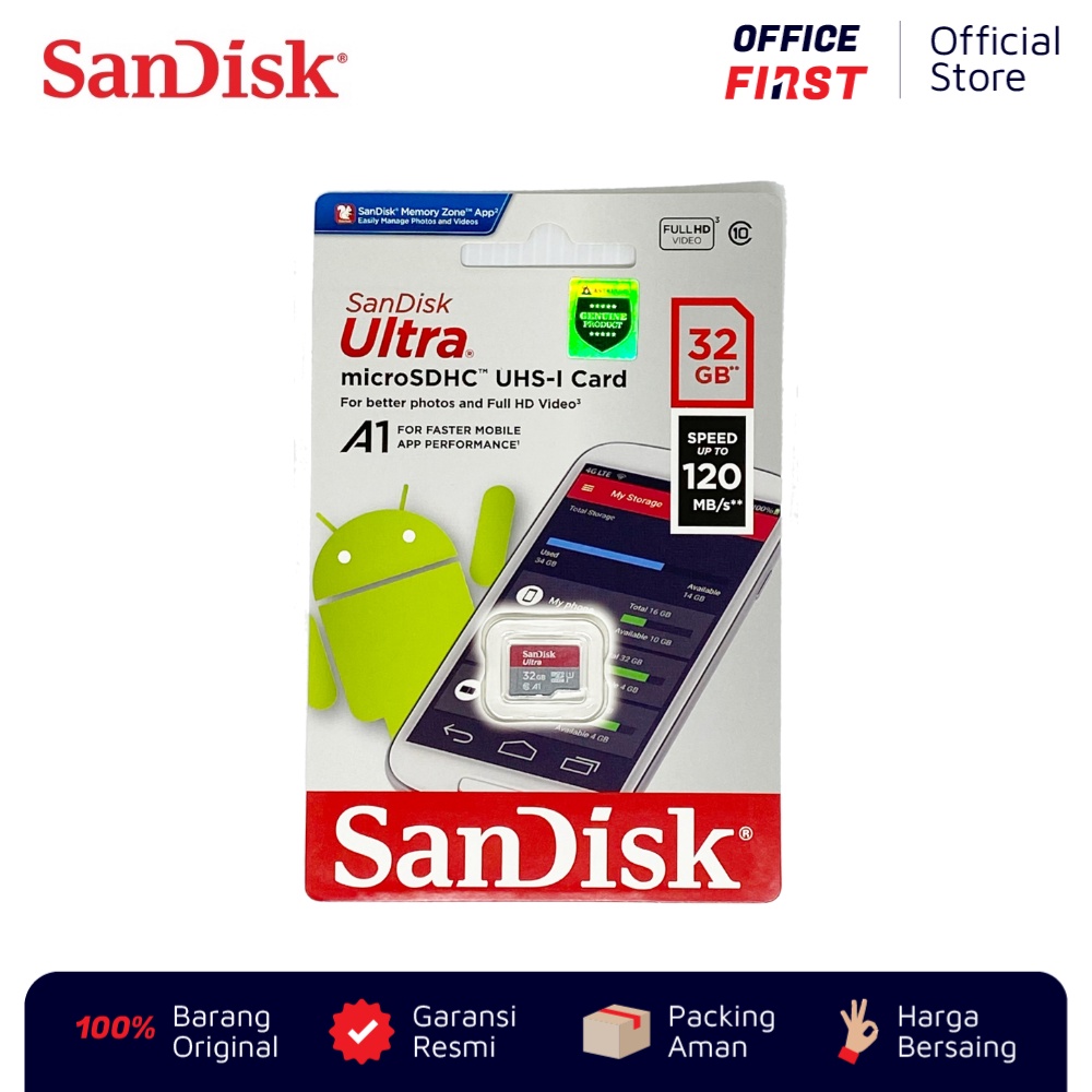 SanDisk microSDHC UHS-I 120 MBps 32 GB / Memory Card Kartu Micro SD