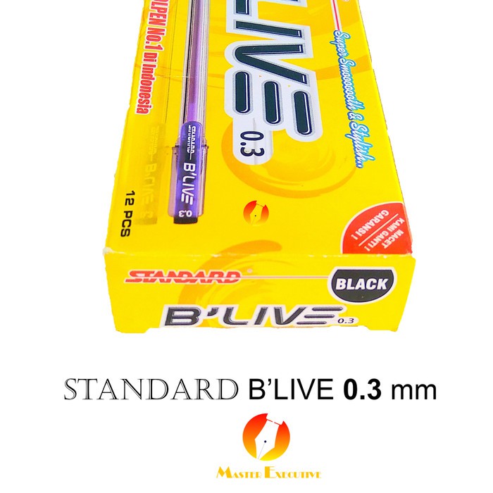 [Pak - 12 Buah] Standard B'Live 0.3 mm Black Pen / Pulpen Hitam