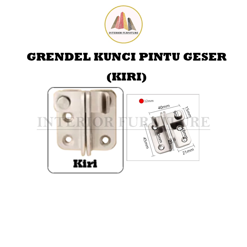 Slot Kunci Pintu Geser Bahan Stainless/ Grendel / Cantolan / Grendel Soligen 2 Variasi (Kiri -&amp;Kanan) ...FREE SEKRUP