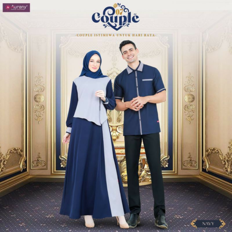 Aurany GSA-43 Navy / Gamis Cewek Dewasa / Gamis Couple Masa Kini / Aurany GSA-43 Abu