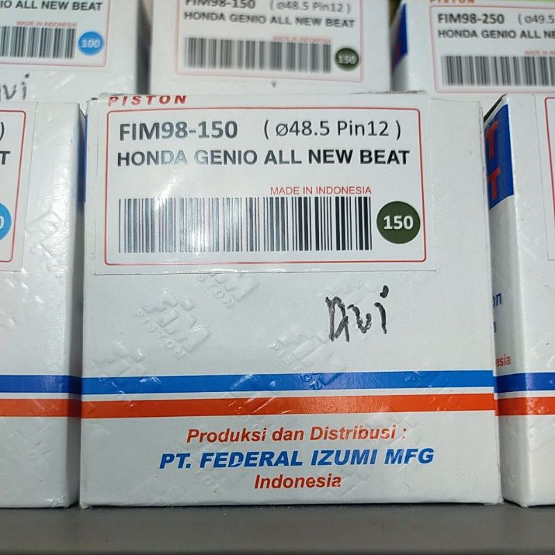 PISTON SEHER KIT SET FIM 98 UKURAN 47 47,5 48 48,5 49 MM PIN 12 HONDA GENIO BEAT ALL NEW ESP SCOOPY-OS 150 ( 48,5 MM )