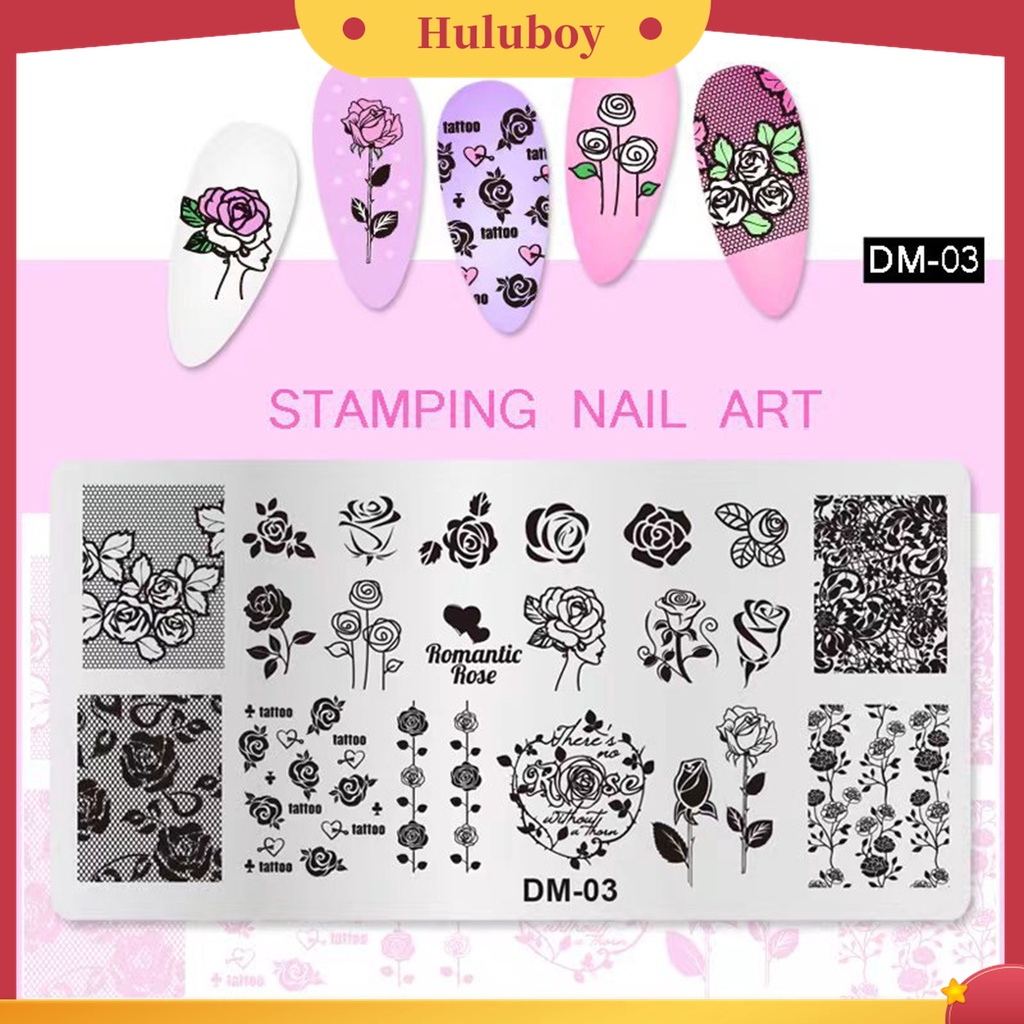 Huluboy Huluboy♡ Plat Stempel Kuku Bahan Stainless Steel Reusable Untuk Nail Art DIY