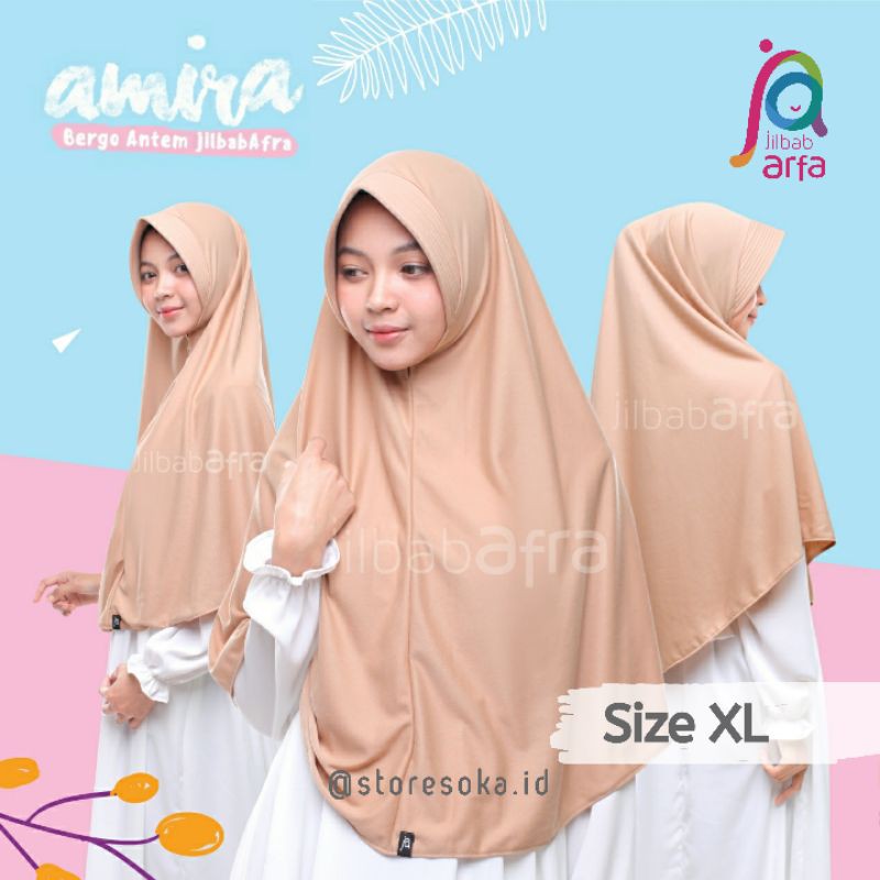 Jilbab Afra ( Jilbab Arfa ) Bergo Amira Pet Antem Size XL - Jilbab Instan Bahan Kaos Adem dan Lembut