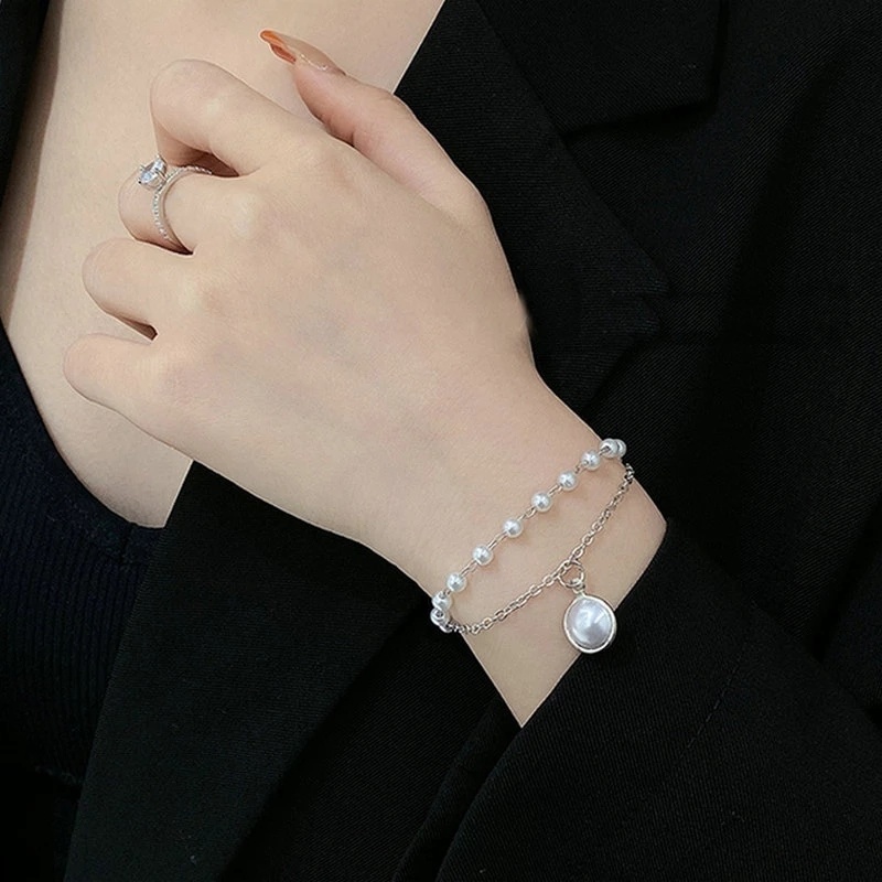 Gelang Mutiara Double Layer Gaya Korea Untuk Wanita