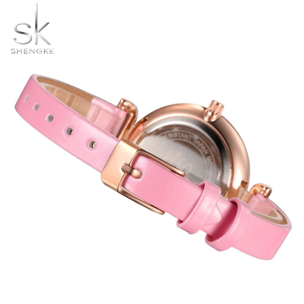 SHENGKE 0002 Jam Tangan Wanita Analog Tali Kulit WK-SBY