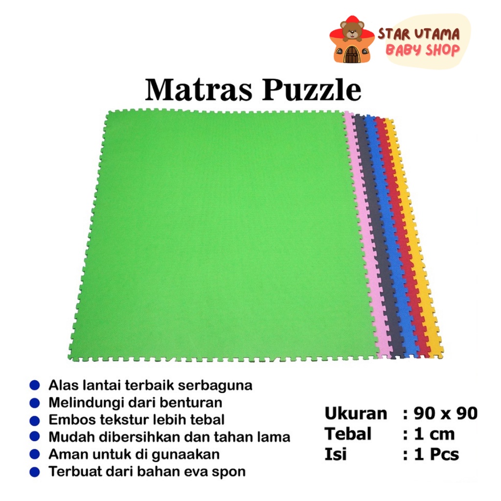 Evamat Matras Puzzle 90 x 90CM Tebal 1 Cm isi 1 Pcs / Alas Lantai / Playmat / Tikar / Karpet / Alas Bermain anak