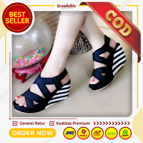 COD Wedges Sandal  Wanita Murah  cewek hak tahu Pesta jalan 