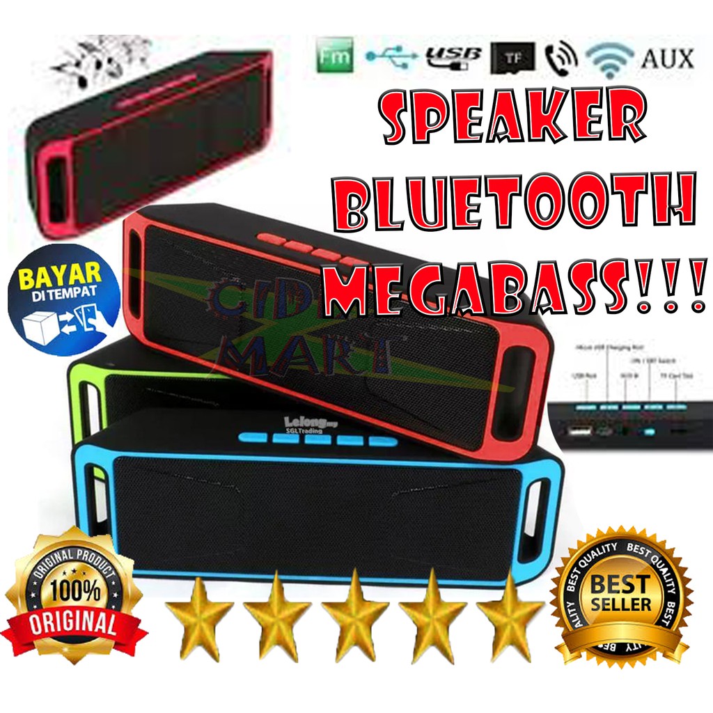 [ORIGINAL] SPEAKER BLUETOOTH A2DP PORTABLE / SPEAKER SC-208 BLUETOOTH MEGA BASS