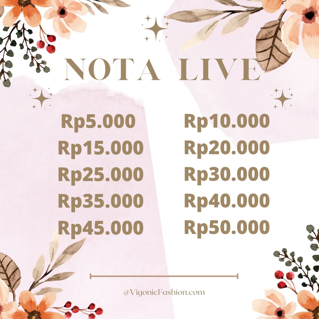 VGN NOTA LIVE / LANGSUNG CEK OUT / ALL MOTIF